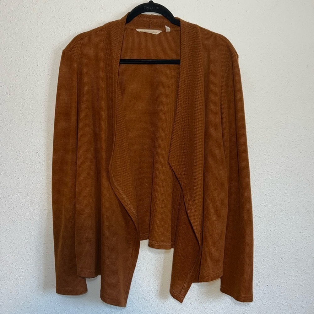 Soft Surroundings Womens Brown Waterfall Sweater Size Large